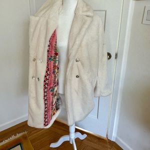 NWT Johnny Was Faux Fur coat with Patchwork lining M